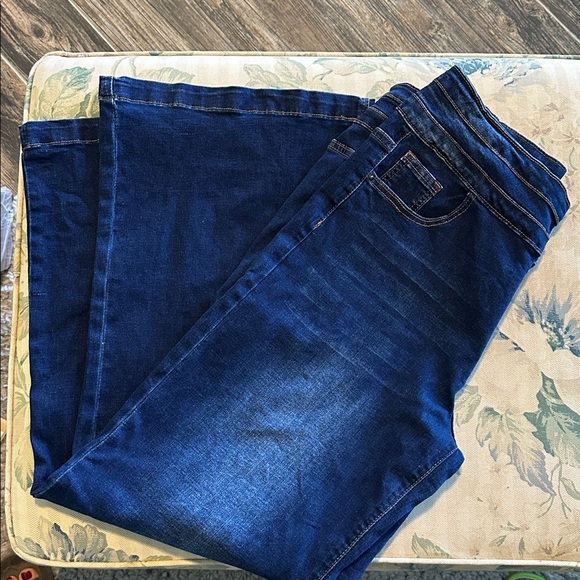 Women's Blue Stretchy Wide-Leg Jeans VGUC Sz XL - Picture 4 of 7